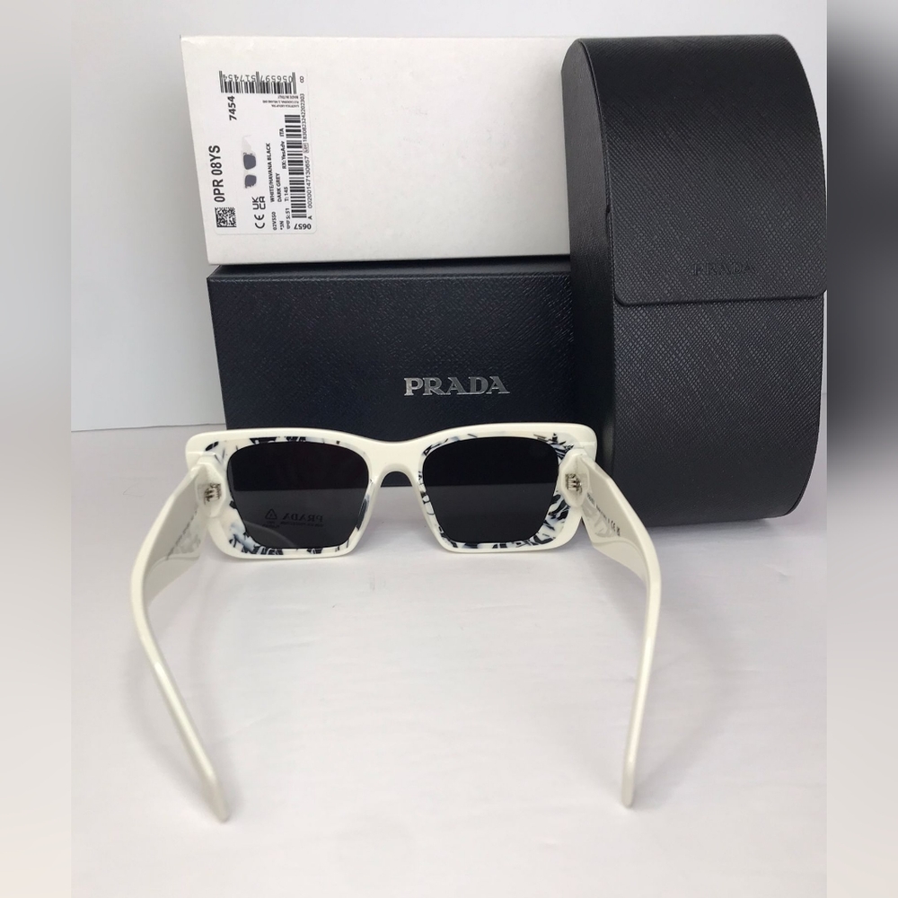 💯- Authentic New PRADAPR 08YS white havana black Sunglasses - Picture 12 of 16